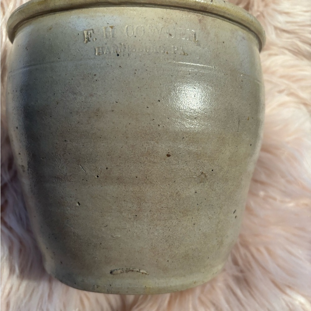 Antique F. H. Cowden stoneware crock